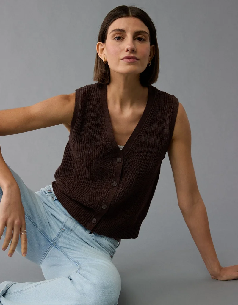 American Eagle AE Button-Up Sweater Vest
